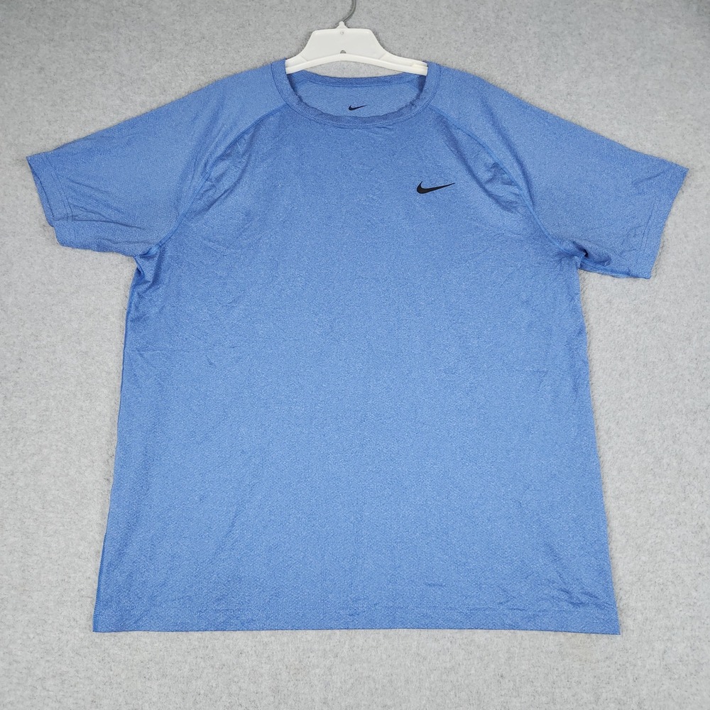 Nike T-Shirt Mens Large Blue Heathered Dri-FIT Training Activewear Swoosh Logo
